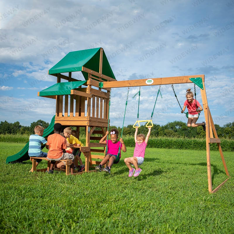 Juegos de columpios de madera para patio trasero para niños